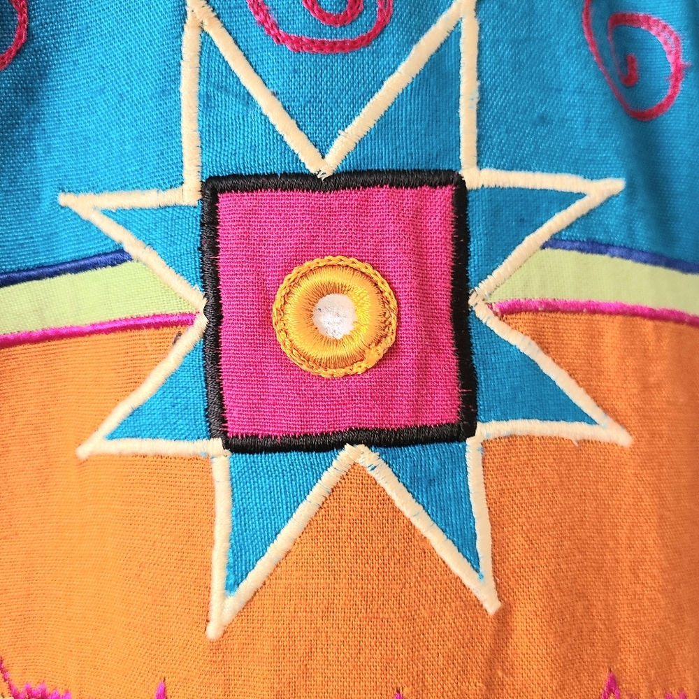 Indigo Moon Art to Wear Patchwork Color Block Flax Blend Jacket - Picture 7 of 10